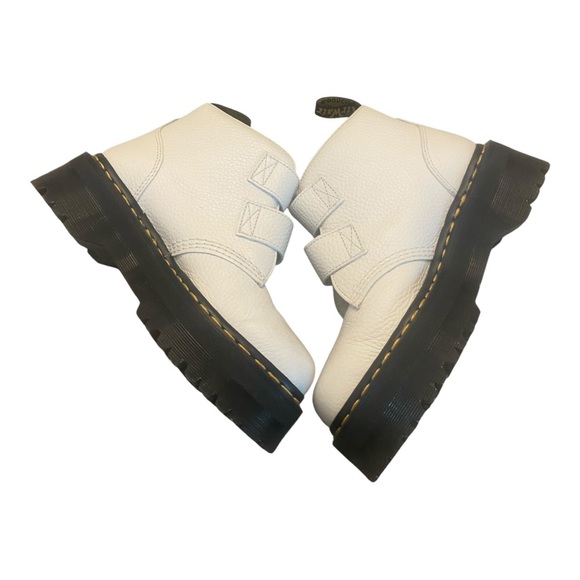 Dr. Martens DEVON HEART LEATHER PLATFORM BOOTS Sz 6L White - Picture 3 of 7